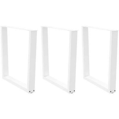 Image of vidaXL dining table legs 3 pieces v shape white steel adjustable dining/living room office desk furniture 80x72 73.3cm