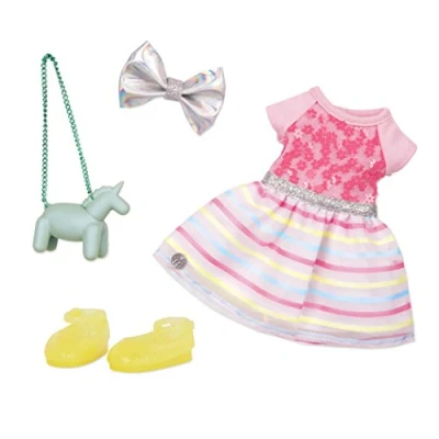 Image of Glitter Girls GG50107Z 14&quot; Doll Sequins &amp; Stripes Dress Outfit, Floral, Various