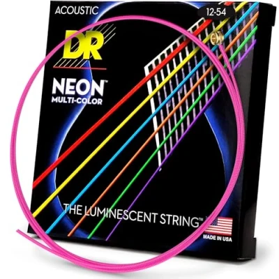 Image of DR Strings Multi Color Lite Coated Phosphor Bronze Acoustic Guitar Strings, Light NMCA 12