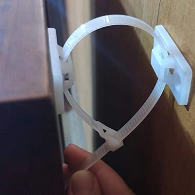 Image of Anti Tip Furniture Wall Anchor Straps(6 Pack), Anchors Straps Kit for Bookshelf or Dresser,Adjustable Safety Baby,Kids,Dogs,Cabinet, Bed,Shelf,etc.(with Screws,White)