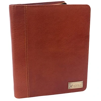 Image of Catwalk Collection Handbags Women&#039;s Leather A5 Conference Folder Zip Travel Document Holder Fits Tablet and Business Cards Angela Tan