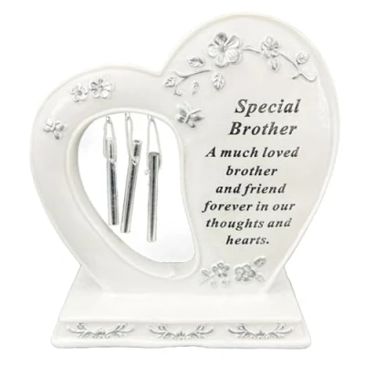 Image of Angraves Special Brother Graveside Memorial Wind Chime Heart Grave Plaque Ornament Decoration