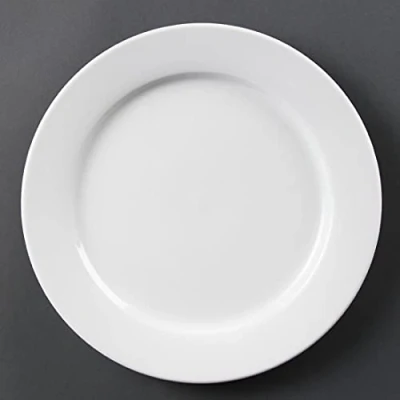 Image of Olympia White Ware Wide Rimmed Service Plates 280mm Porcelain Innovative 6pc