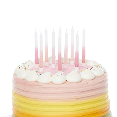 Image of Amscan 9911940 Stnd Candle Gradient Pink 10 Pack
