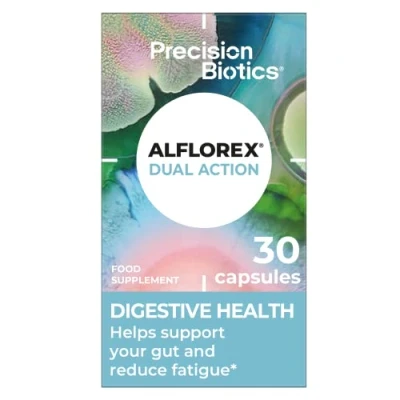 Image of Alflorex Dual Action Daily Gut Health Probiotics Supplement with Unique Bifidobacterium Longum Bacteria strains 35624 and 1714 + Calcium Vitamin B6 Bacterial Cultures 30 Capsules