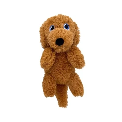 Image of KONG Comfort Pups Low Stuffing Plush Fur and Crinkly Noise with Squeaker (Medium, Goldie)