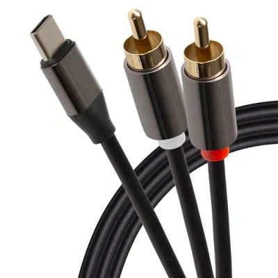 Image of Maplin USB C to Twin RCA Phono Jack Cable, 2m