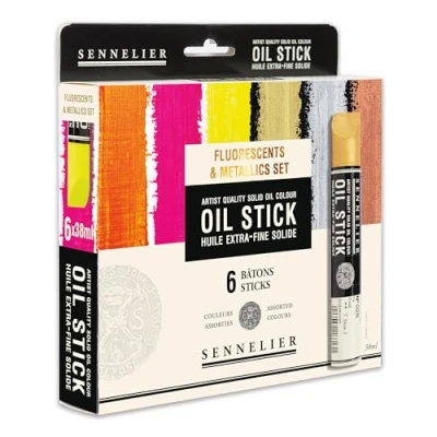 Image of Sennelier Fluorescent &amp; Metallic Paint Set of 6 Oil Sticks N130123.01