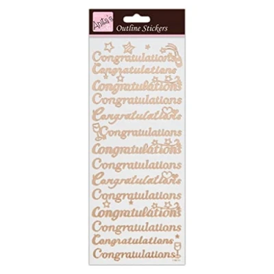 Image of Rose Gold Foil Congratulations Greeting Labels Stickers for Cards, Craft and Decoration