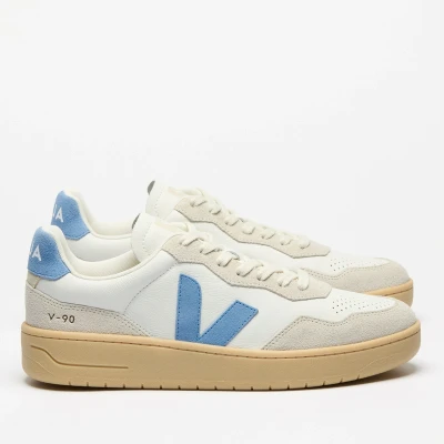 Image of Veja V 90 Trainers, Women&#039;s, Size: 5, Extra white/aqua/natural Leather