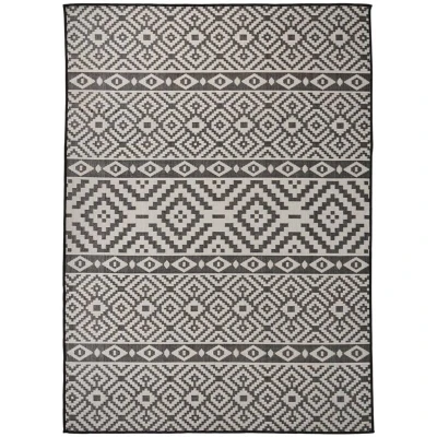 Image of vidaXL Outdoor Flatweave Rug 200x280 cm Black Stripes