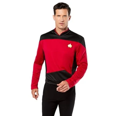 Image of Rubie&#039;s 888979M Captain Picard Deluxe Uniform Star Trek Adult Fancy Dress, Men, Red, M