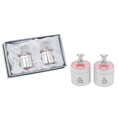 Image of Shudehill Giftware Enamel 1st Tooth &amp; Curl Set in Pink