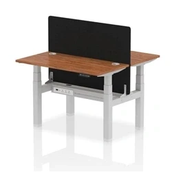Image of Air B2B 1200x600mm Adjustable 2P Bench Desk CP Walnut/Silver + Screen