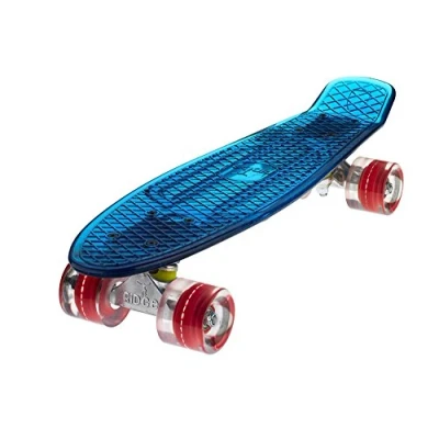 Image of Ridge Blaze Mini Cruiser Skateboard Transparent Blue Deck/Multi Colour LED, 22 Inch