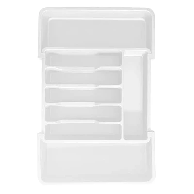 Image of Carpango Cutlery Drawer Organiser, Adjustable Silverware and Flatware Holder Drawers Expandable Utensil Tray for Kitchen Utensils, White