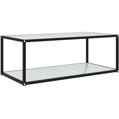 Image of vidaXL Coffee Table White 100x50x35 cm Tempered Glass