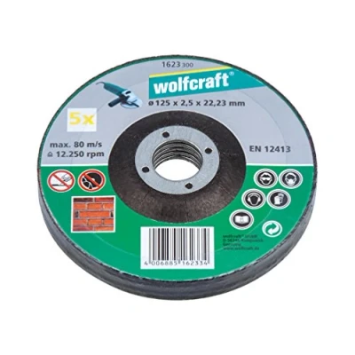 Image of wolfcraft 5 Cutting Discs for Stone, depressed centre, Ø 125 mm I 1623300