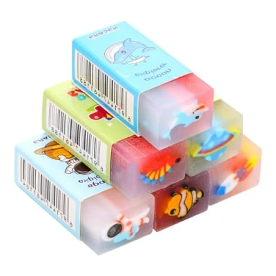 Image of Plastic Erasers Rubbers Eraser Soft Cute Colorful Pencil for School Office Painting Learning 6pcs