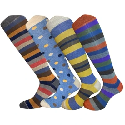Image of 4 Pairs Men&#039;s Knee Hight Socks in Warm Cotton Made Italy One Size (Combination 4)