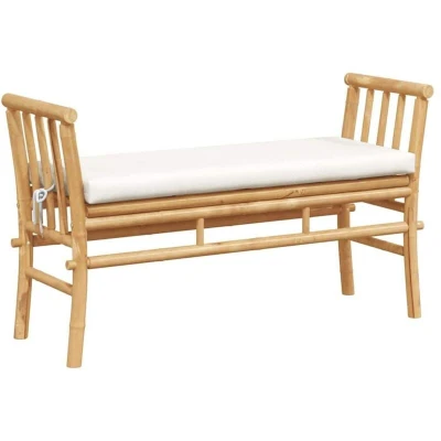 Image of vidaXL Garden Bench with Cushion 110 cm Bamboo