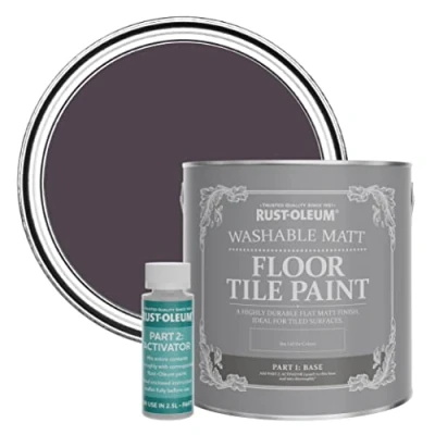 Image of Rust Oleum Purple Washable Matt Floor Tile Paint Grape Soda 2.5L
