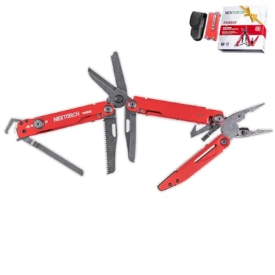 Image of NEXTORCH Multi Tool Foldable Plier 14 in 1 Functions, Multitool 60mm with Scissors, Rope Cutter, Can Opener, Screwdriver, for Outdoor, Camping multitools, Nylon Pouch MT20 (Red)