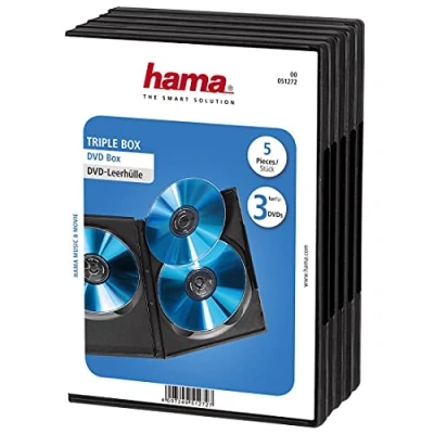 Image of Hama 51272 Slim DVD Tripple Jewel Case, Pack of 5 Black