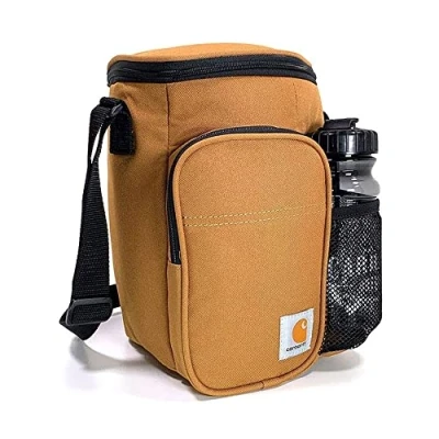 Image of Carhartt B000028820199 10 Can Vertical Cooler, Fully Insulated Lunch Box with Included Water Bottle, Polyester, Brown