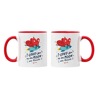 Image of Super Lemon Valentines Mug Love You to The Moon and Back Cup Mug. Gift for Him Or Her Husband Wife Girlfriend Boyfriend