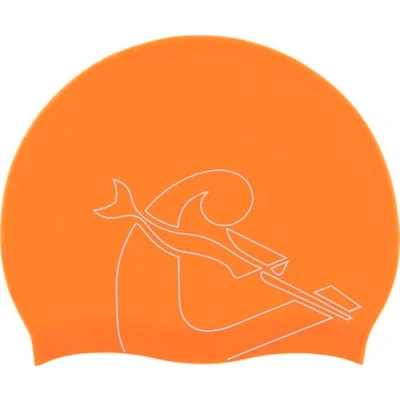 Image of Cressi Eddie Swim Cap Unisex Swimming Cap, Orange/White, One Size