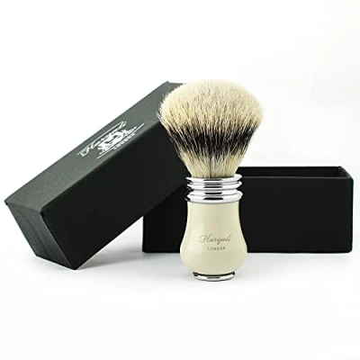 Image of Haryali London Shaving Brush Badger Elegant and Unique Design Hair with Ivory Color A Perfect Match to Your Kit