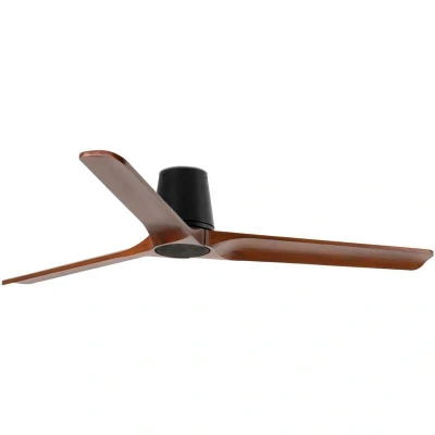 Image of Heywood Tub Large 3 Blade Ceiling Fan Matt Black, Walnut