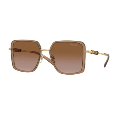 Image of Versace Unisex Sunglasses, Size: 56, Brown/transparent