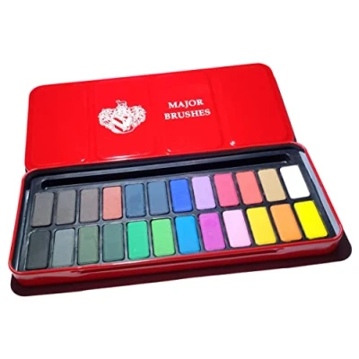 Image of Major Brushes Watercolour Block Tin Set of 24 Colours