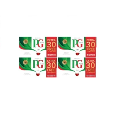 Image of PG Tips 240 Original Black Tea, Non Pyramid Tea Bags, 696g, Pack of 4 Premium Quality, Rich Flavor, Perfect for Everyday Brewing