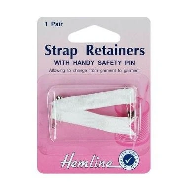 Image of Hemline Shoulder Strap Retainer With Safety Pin White x 4 Packs