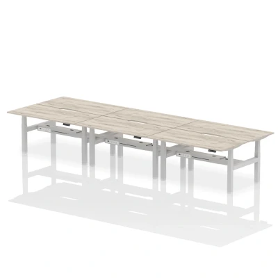 Image of Air B2B 1600x800 Adjustable 6P Bench Desk Scalloped Grey Oak/Silver