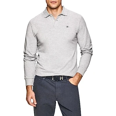 Image of Hackett London Men&#039;s Slim Fit Logo Polo Shirt, 913light Grey Marl, S UK