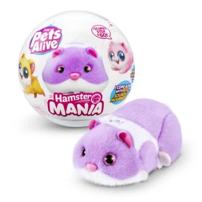 Image of Pets Alive Hamstermania Purple by ZURU Hamster, Electronic Pet, 20+ Sounds Interactive, Hamster Ball Toy for Girls and Children, (Purple)