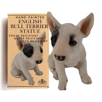 Image of G&amp;H Decor 16cm English Bull Terrier Statue Hand Finished Ornaments with Intricate Detail Suitable for Indoor or Outdoor Use Frost Resistant White