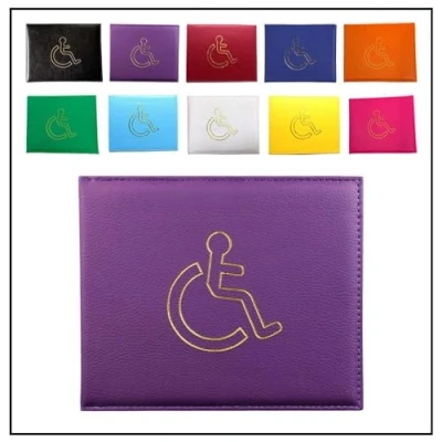 Image of AlezyB 1x Purple Disabled Badge Holder, PU Leather Wallet Protector Parking Permit Cover Holder