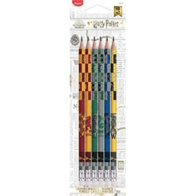 Image of Maped 6 Graphite Pencils Harry Potter HB Eraser Tip Set of