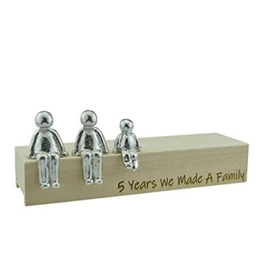 Image of Pirantin 5th Anniversary Idea 5 Years We Made A Family Metal Ornament Choose Your Combination Box &amp; Woodgrain May Vary(1 Child)