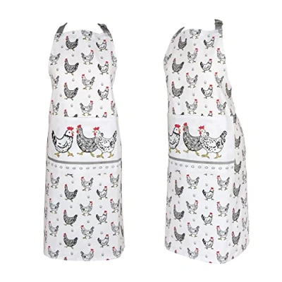 Image of SPOTTED DOG GIFT COMPANY Chicken Apron for Women Men with Pocket, Adjustable Kitchen Cooking Baking, Animal Themed Gifts Lovers Chef Baker, 100% Cotton 95cmx70cm