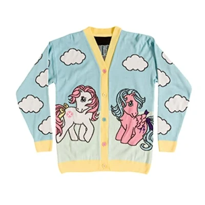 Image of TruffleShuffle Retro My Little Pony Oversized Cardigan Off White Perfect for 80s Movie Fans