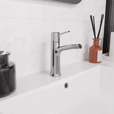 Image of Nes Home Modern Deck Mounted Polished Chrome Bathroom Basin Mono Mixer Tap
