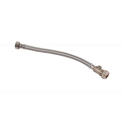 Image of COMAP 28021 15mm x 1/2&quot; Flexible Tap Connector 300mm with Isolating Valve Plumbing Fitting