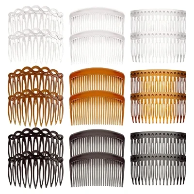Image of 18 Pieces French Side Combs, BOJVESH Plastic Hair Twist Decorative Comb with Teeth, Combs Slides Clips Accessories for Women Bridal Wedding Veil Girls Thick and Fine