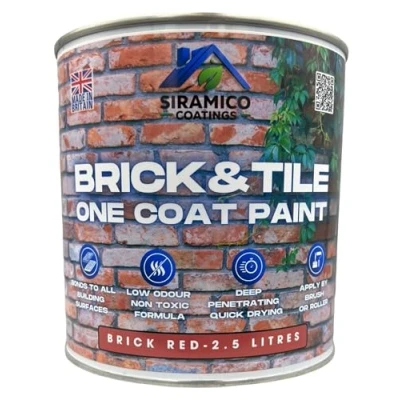 Image of SIRAMICO COATINGS BRICK &amp; TILE PAINT/BRICK RED MATT / 1, 2.5 and 5 Litre (2.5 Liters)